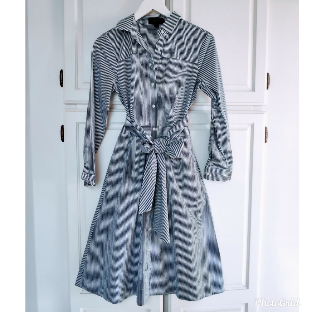 NWT J Crew Shirt Dress pin stripe sz 0